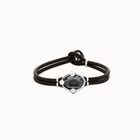 Leather bracelet with faceted black oval crystal